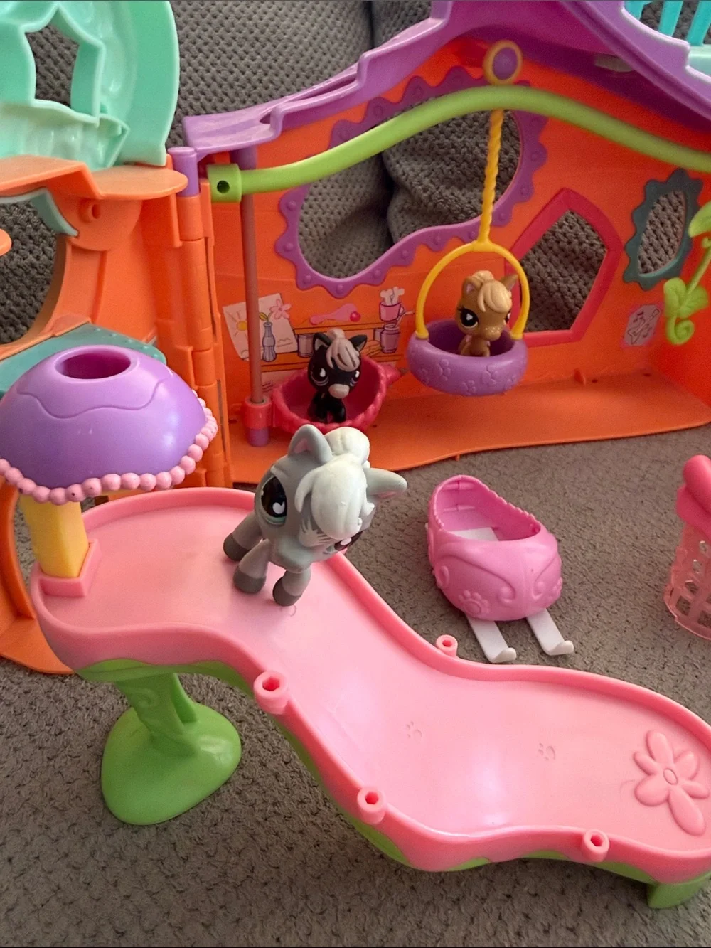 Littlest Pet Shop Bright Playset with Pink Slide, Purple Roof & Orange Walls